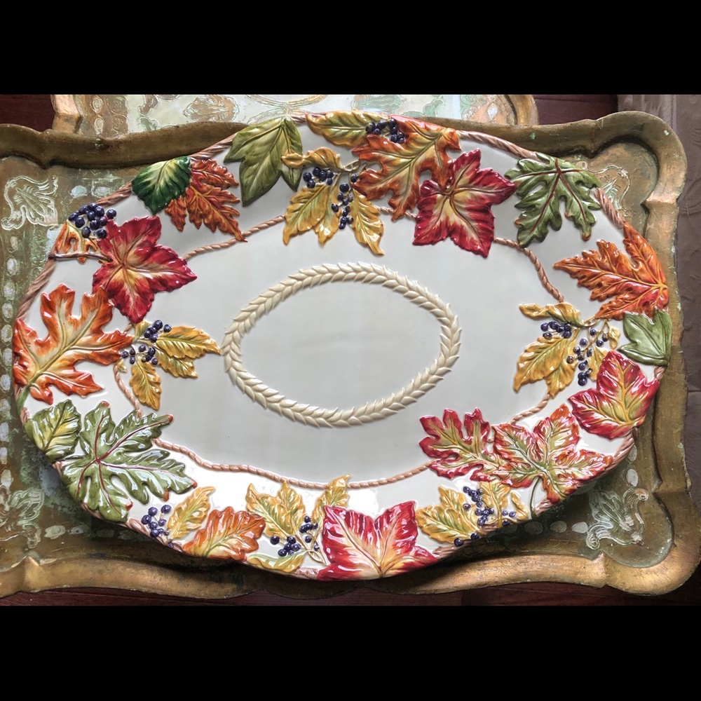 Autumn Platter Serving Dish Fall Decor Leaves 🍂